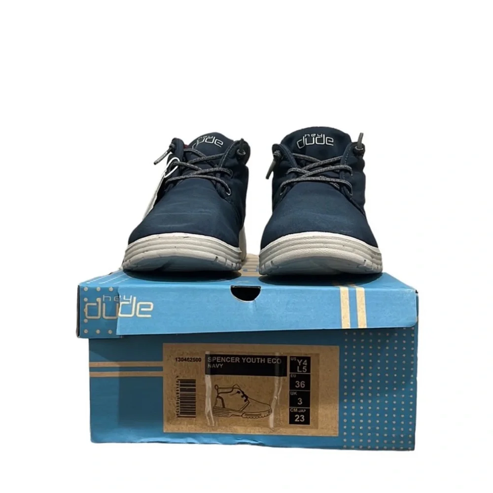 Hey Dude Spencer Youth Eco Boot Navy Size 4 NWT